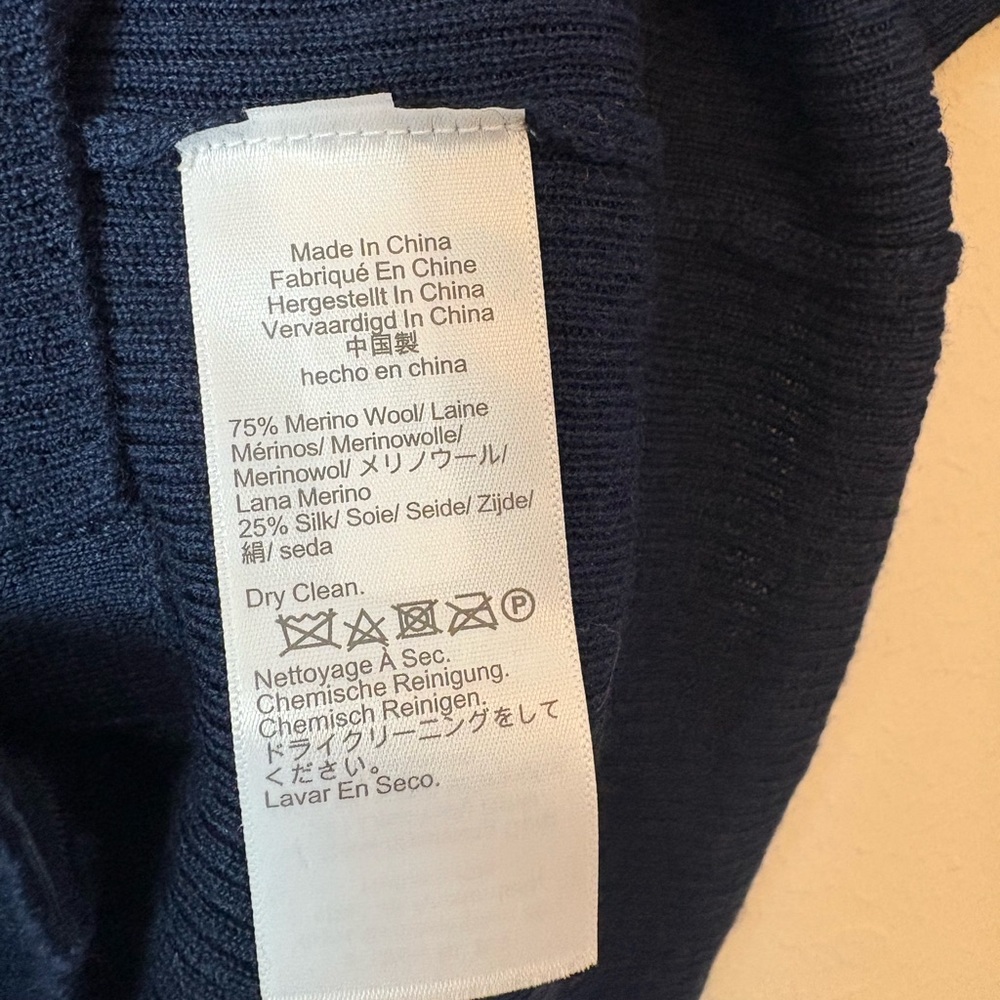 Madewell Merino Wool Silk Blend Cardigan Navy Blue Button Front Size M - Picture 8 of 11